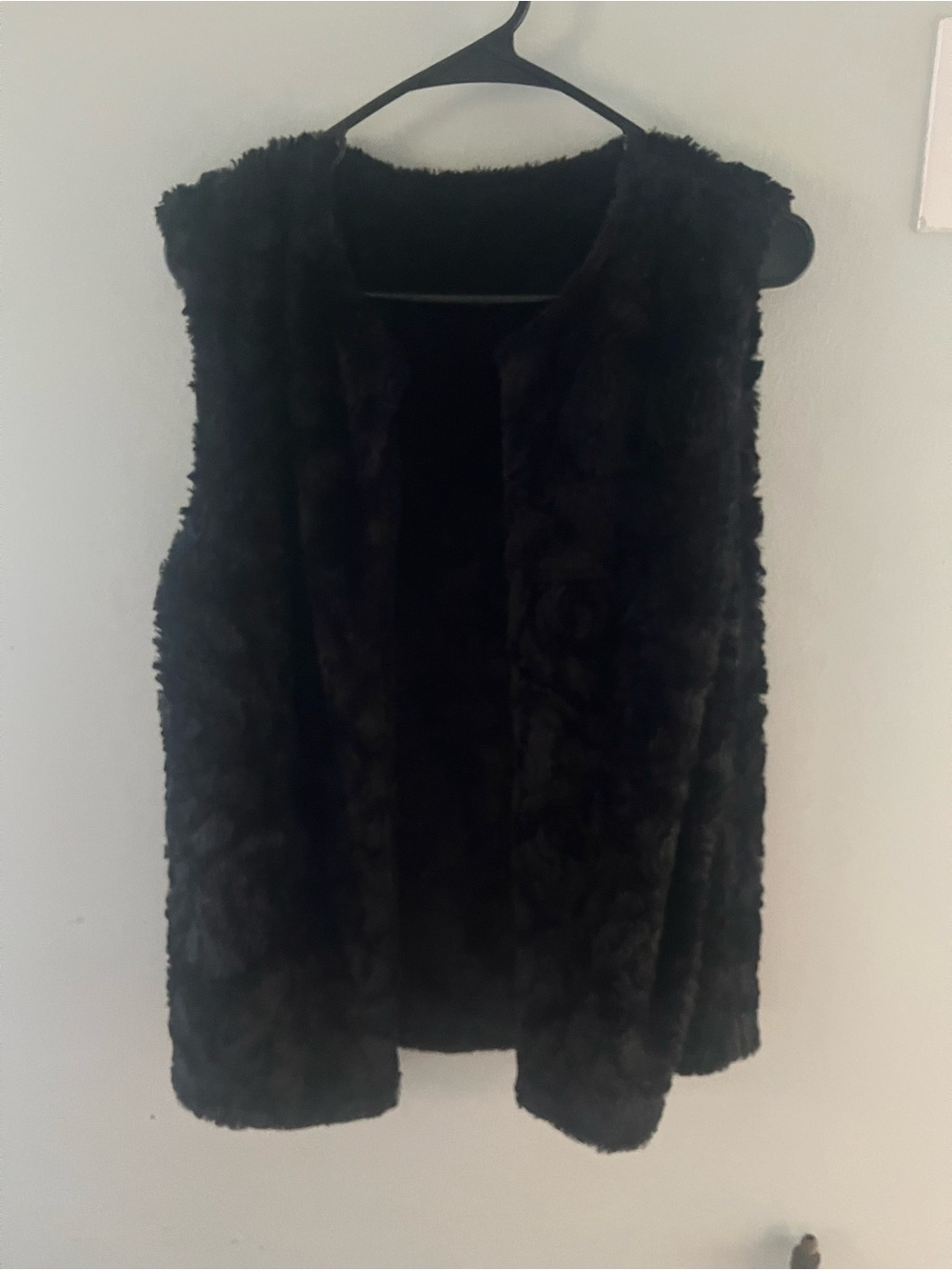 Plush Black Faux Fur Sleeveless Vest for Women